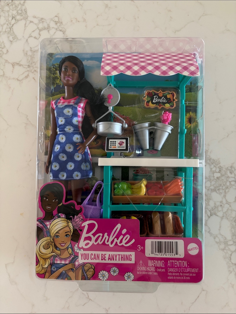 Barbie Market Stand Playset with Blue Daisy Dress and Teal Stand